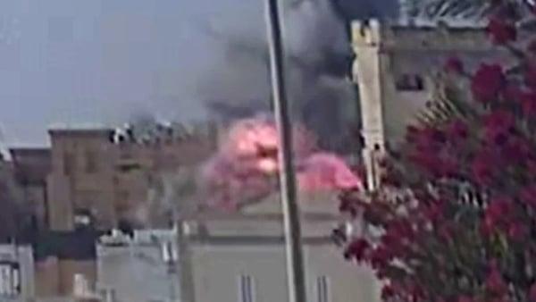 DOHA, QATAR - SEPTEMBER 9: Security footage captures the moment of an Israeli strike targeting Hamas leaders in Doha, Qatar, on September 9, 2025. (Photo by Security Camera/Anadolu via Getty Images)