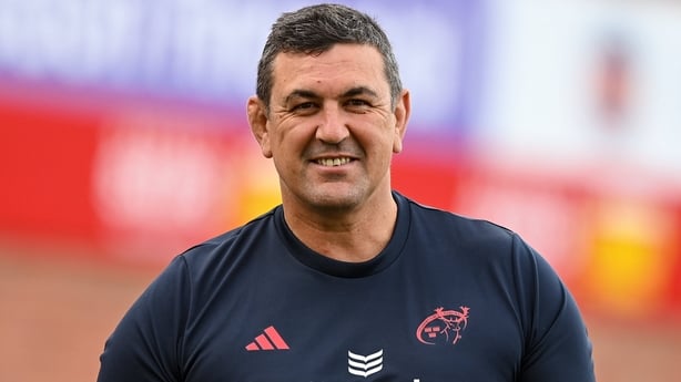 5 September 2025; Munster head coach Clayton McMillan before the pre-season friendly match between Gloucester and Munster at Kingsholm Stadium in Gloucester, England. Photo by Patrick Khachfe/Sportsfile