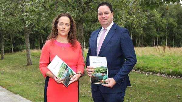 Minister for Agriculture Martin Heydon and Chief Vetinerary Officer June Fanning at the launch of the Bovine TB Action Plan