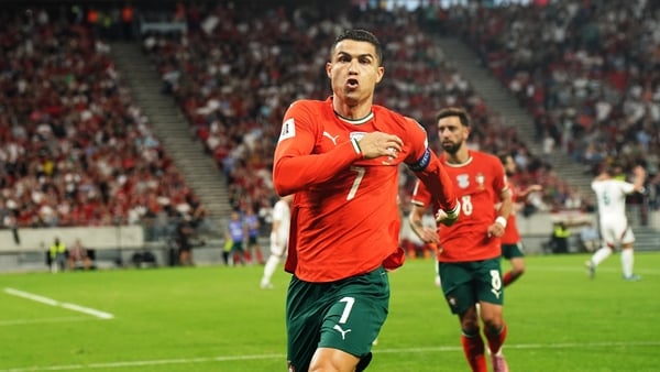 Cristiano Ronaldo of the Portugal National Team scores and celebrates during the FIFA World Cup 2026 qualifier match between Hungary and Portugal at Puskas Arena on September 9, 2025 in Budapest, Hungary.