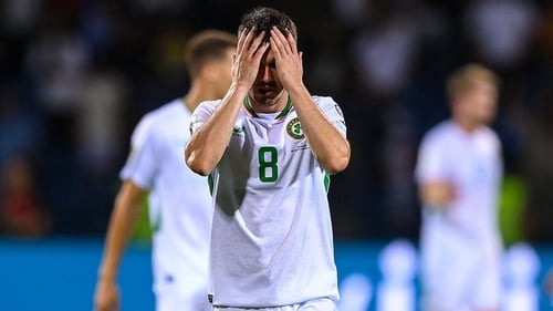 Jason Knight reacts after the shock defeat away to Armenia
