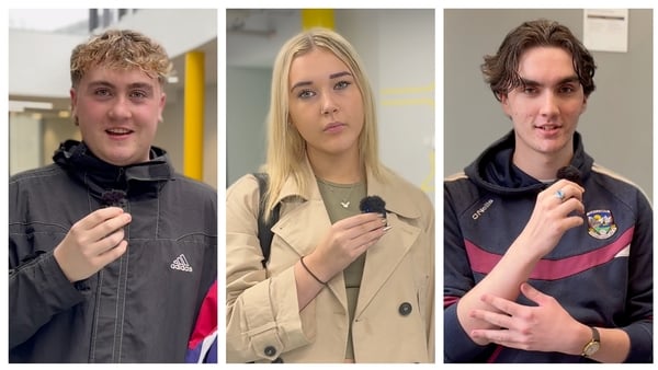 image is a collage of three DCU students looking at the camera