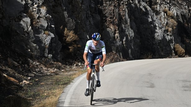 Stage winner Giulio Pellizzari of Italy and Team Red Bull - BORA - hansgrohe - White Best Young Rider Jersey attacks in the breakaway during the La Vuelta - 80th Tour of Spain 2025, Stage 17 a 143.2km stage from O Barco de Valdeorras to Alto de El Morredero 1755m / #UCIWT / on September 10, 2025 in