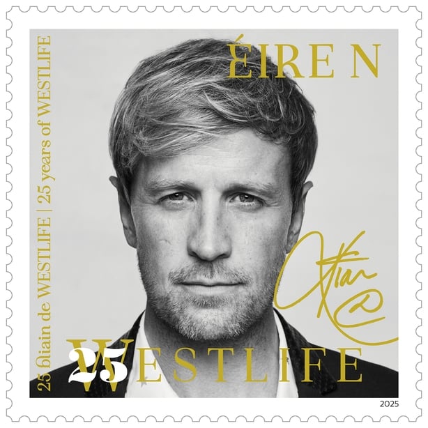Kian Egan of Westlife on a stamp marking 25 years of the band