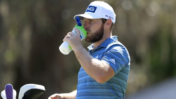 BRADENTON, FLORIDA - FEBRUARY 26: Tyrrell Hatton of England takes a drink of his beverage on the 12th hole during the second round of World Golf Championships-Workday Championship at The Concession on February 26, 2021 in Bradenton, Florida. (Photo by Sam