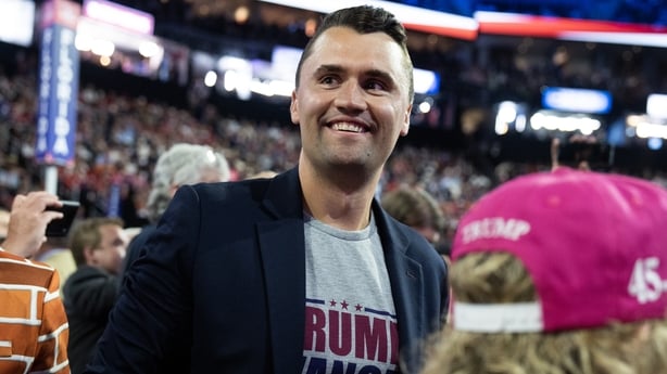 Charlie Kirk is pictured at the Republican National Convention in Milwaukee in July 2024