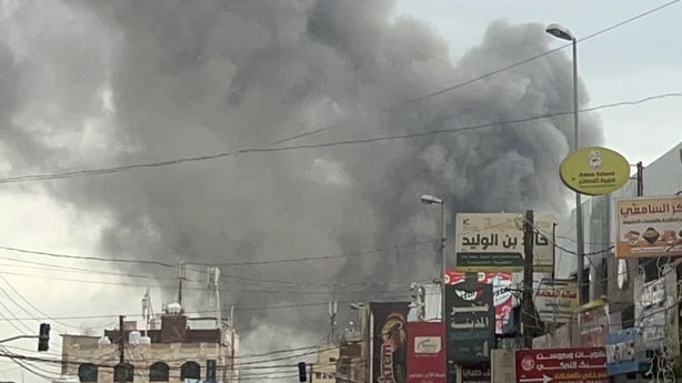 Smoke rises in Yemen's capital city Sanaa