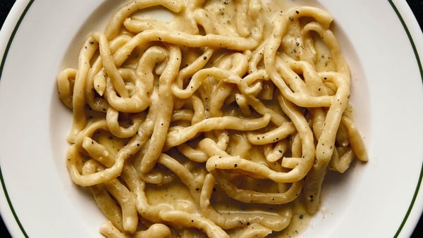 A plate of creamy pasta