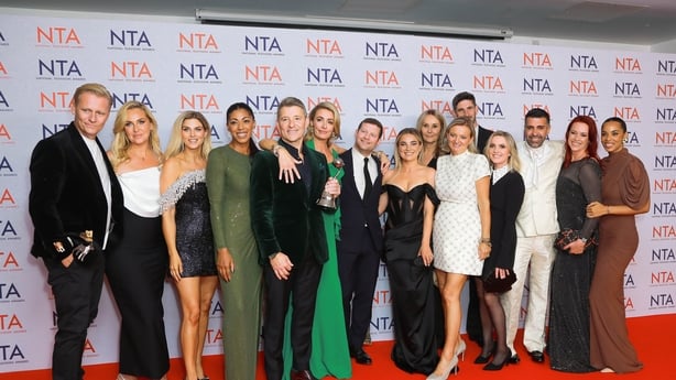 LONDON, ENGLAND - SEPTEMBER 10: (L to R) Dr Scott Miller, Josie Gibson, Ashley James, Dr Zoe Williams, Ben Shephard, Cat Deeley, Dermot O'Leary, Sian Welby, Nadine Baggott, Alice Beer, guest, Juliet Sear, guest, Sharon Marshall and Rochelle Humes pose in the winners room at the National Television A