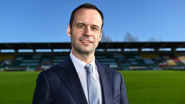 26 January 2024; Shamrock Rovers chief executive officer John Martin during the Shamrock Rovers Women's Aid partnership announcement at Tallaght Stadium in Dublin. Photo by Piaras Ó Mídheach/Sportsfile