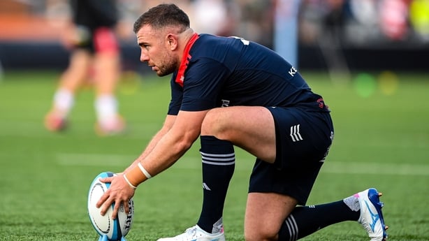 5 September 2025; JJ Hanrahan of Munster before the pre-season friendly match between Gloucester and Munster at Kingsholm Stadium in Gloucester, England. Photo by Patrick Khachfe/Sportsfile