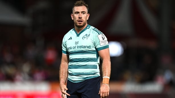 5 September 2025; JJ Hanrahan of Munster during the pre-season friendly match between Gloucester and Munster at Kingsholm Stadium in Gloucester, England. Photo by Patrick Khachfe/Sportsfile