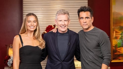 L-R: Margot Robbie, Patrick Kielty and Colin Farrell