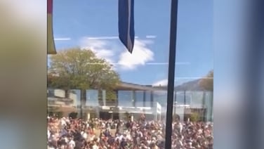 Eyewitness video footage shows figure on roof following Charlie Kirk shooting