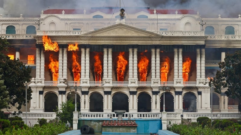 Fire raged through the Singha Durbar, the main administrative building for the Nepal government this week