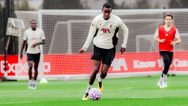 Alexander Isak of Liverpool during a training session at AXA Training Centre on September 10, 2025 in Kirkby, England