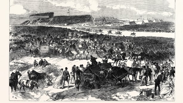 Visit Of The Prince And Princess Of Wales To Ireland: General View Of Punchestown Races, 1868. (Photo by: Universal History Archive/Universal Images Group via Getty Images)