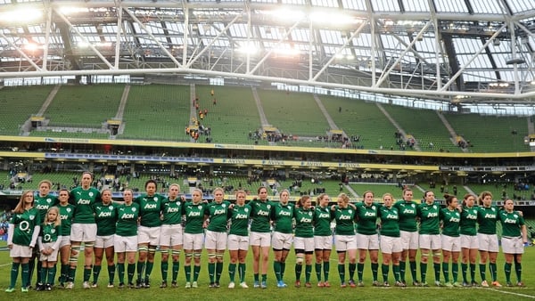 8 March 2014; The Ireland team ahead of the game. Women's Six Nations Rugby Championship, Ireland v Italy, Aviva Stadium, Lansdowne Road, Dublin. Picture credit: Stephen McCarthy / SPORTSFILE