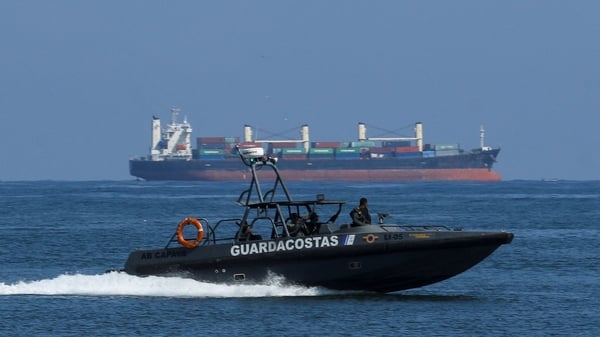A coast guard boat of the Venezuelan Navy patrols along the Caribbean coast