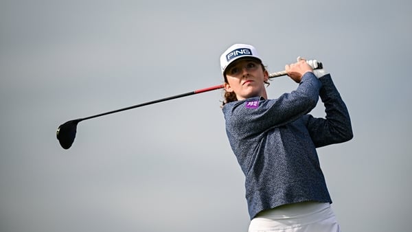 Lauren Walsh of Ireland watches her tee shot on the 10th hole during day one of the 2025 KPMG Women’s Irish Open Golf Championship at Carton House Golf Club in Maynooth, Kildare.