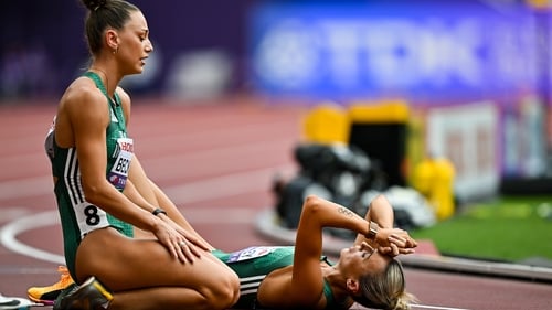 Sophie Becker and Sharlene Mawdsley after their race in Tokyo