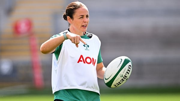 9 August 2025; Ireland assistant backs and attack coach Larissa Muldoon before the Women's Rugby World Cup warm-up match between Ireland and Canada at Affidea Stadium in Belfast. Photo by Ramsey Cardy/Sportsfile