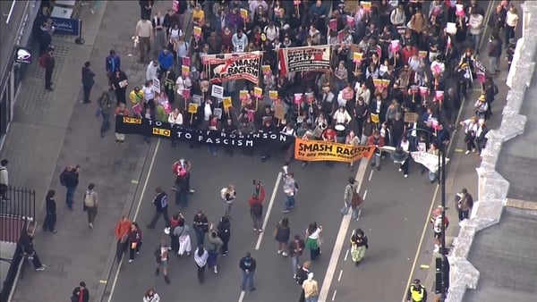 Counter protest in London as thousands march against immigration