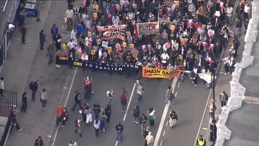 Counter protest in London as thousands march against immigration
