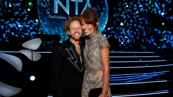 LONDON, ENGLAND - SEPTEMBER 10: (EXCLUSIVE COVERAGE) Michael Douglas and Davina McCall during the NTA's 2025 at The O2 Arena on September 10, 2025 in London, England. (Photo by Lia Toby/Getty Images for the NTA's)