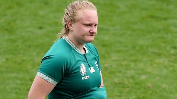 14 September 2025; Aoife Wafer of Ireland after the Women's Rugby World Cup 2025 quarter-final match between France and Ireland at Sandy Park in Exeter, England. Photo by Harry Murphy/Sportsfile