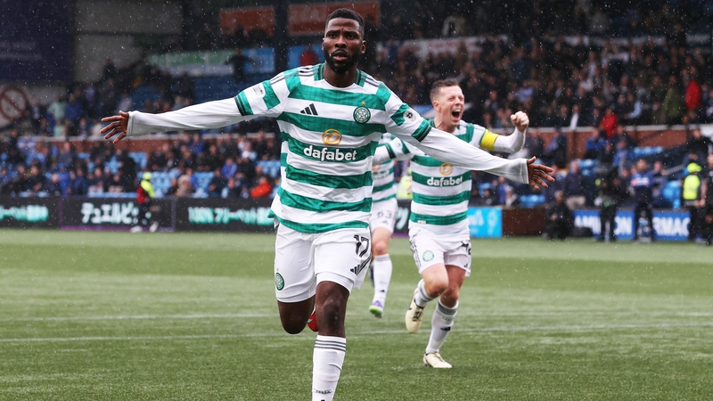 Kelechi Iheanacho celebrates his debut goal for the Bhoys