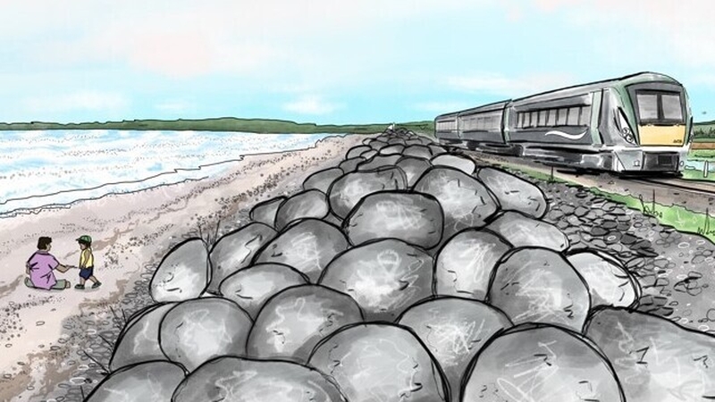 An artist's impression of rocks placed at The Murrough (Credit: Irish Rail)