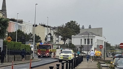 Rescue teams at the scene in Dún Laoghaire this afternoon