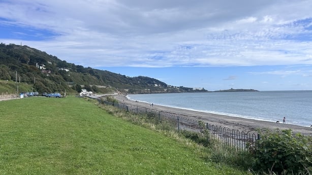 Killiney railway line with beach to the right