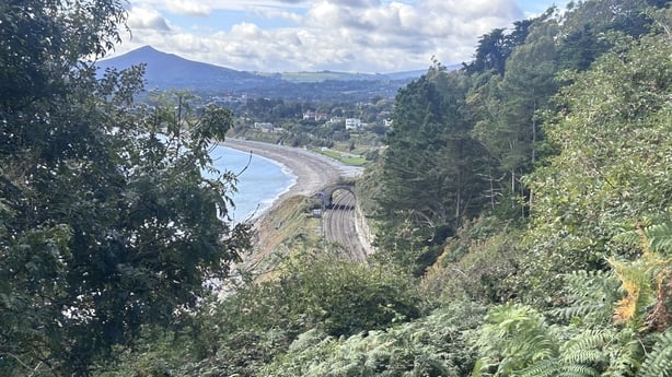 Killiney railway line with beach to the left