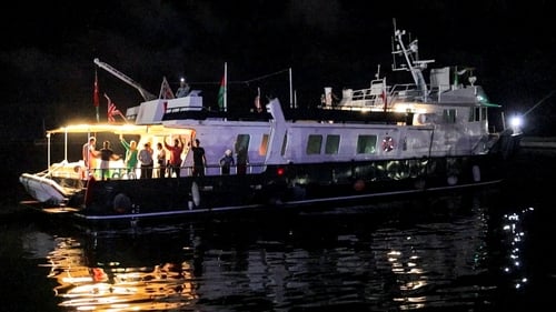 Around 20 boats that had sailed from Barcelona converged in Bizerte, Tunisia, with the last vessels leaving at dawn
