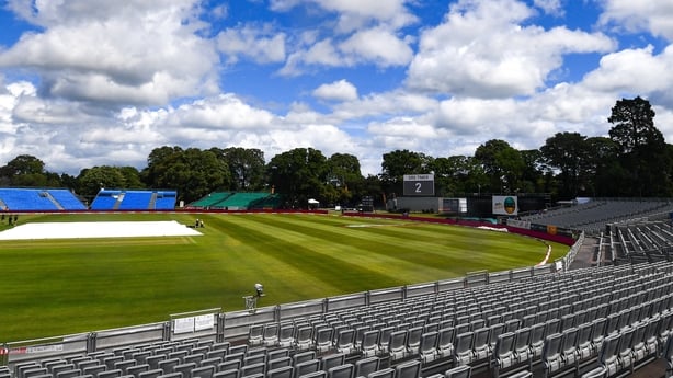 26 June 2022; A general view before the LevelUp11 First Men's T20 International match between Ireland and India at Malahide Cricket Club in Dublin. Photo by Ramsey Cardy/Sportsfile 