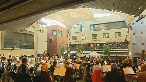 Orchestra performing in Meeting House Square
