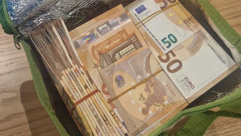 A large amount of cash was seized after gardaí stopped a car in Lucan, Co Dublin