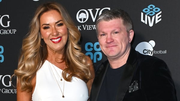 Ricky Hatton and Claire Sweeney attend the Co-op Live official welcome ceremony at Co-op Live on 20 April, 2024 in Manchester