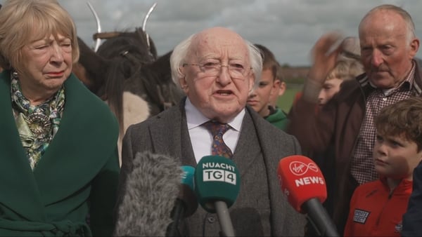 President Michael D Higgins speaks at the 2025 National Ploughing Championship