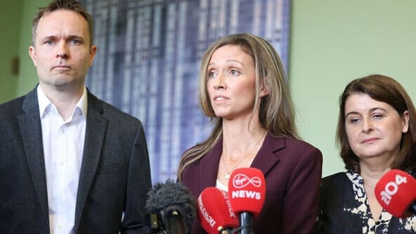Social Democrats leader Holly Cairns is pictured alongside party colleagues Cian O'Callaghan and Jennifer Whitmore