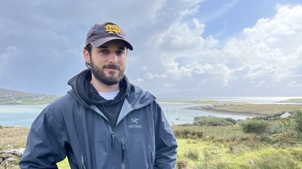 US student Blake Bluthardt standing on Achill Island