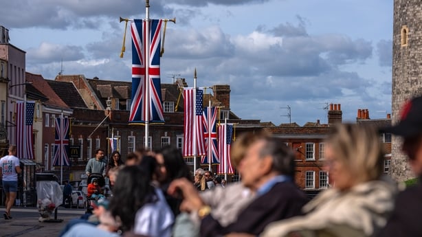 USA and British flags are displayed ahead of the state visit of U.S President Donald Trump on September 16, 2025 in Windsor, England. U.S. President Donald Trump is making an official state visit to the UK this week, including a series of events at Windsor Castle. Protests are also expected. (Photo