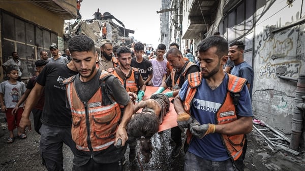 GAZA CITY, GAZA - SEPTEMBER16: 11-year-old Palestinian Marah Haddad, who is trapped under rubble after an Israeli strike targeted a residential area in Sheva Square, is rescued by civil defense teams after nearly 10 hours of efforts and transferred to the