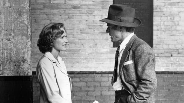 Glenn Close talking to Robert Redford in a scene from the film 'The Natural', 