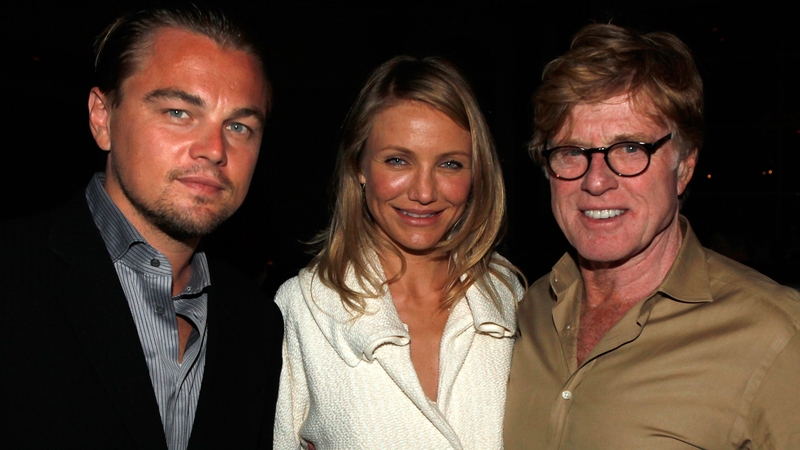 Leonardo DiCaprio, Cameron Diaz and Robert Redford attend the Natural Resources Defense Council's 20th Anniversary Celebration in Beverly Hills, California in 2009