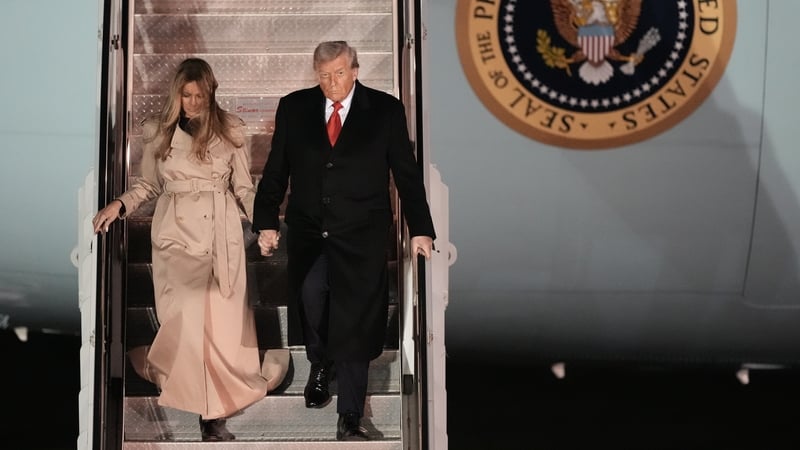 Donald Trump and Melania Trump arrived at Stansted Airport this evening