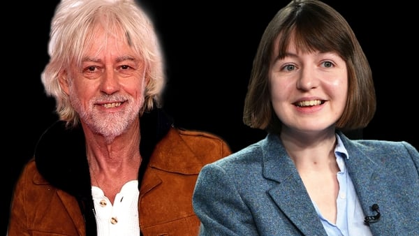 Montage photo of Bob Geldof and Sally Rooney smiling