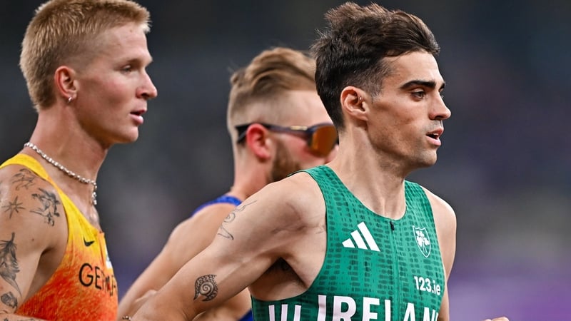 Andrew Coscoran of Ireland, right, competes in the men's 1500m final during day five of the World Athletics Championships Tokyo 2025 at Japan National Stadium in Tokyo, Japan.